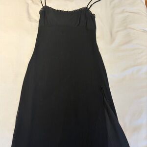 Aritzia Black Midi Dress with Spaghetti Straps